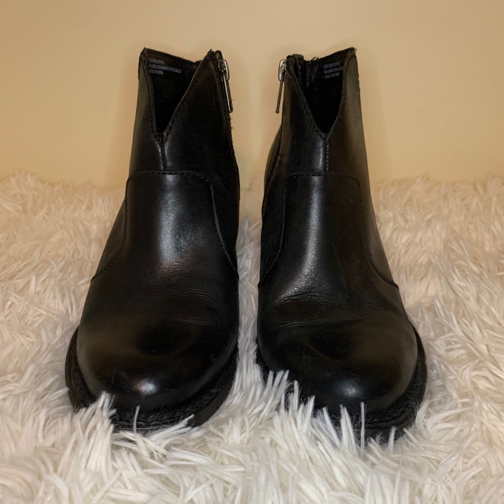 Comfortable Black Leather Born Booties